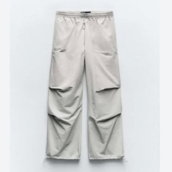 NWT ZARA NYLON PANTS WITH POCKETS BLUE GRAY - Picture 4 of 7